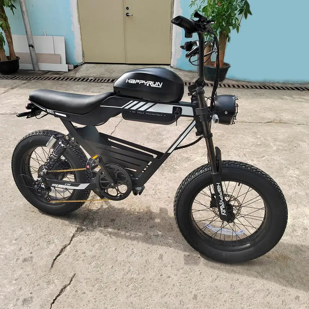 HAPPYRUN G100 Electric Bike Long Range All Terrain Motorcycle 1000W Motor Dual Battery 18Ah 20Ah