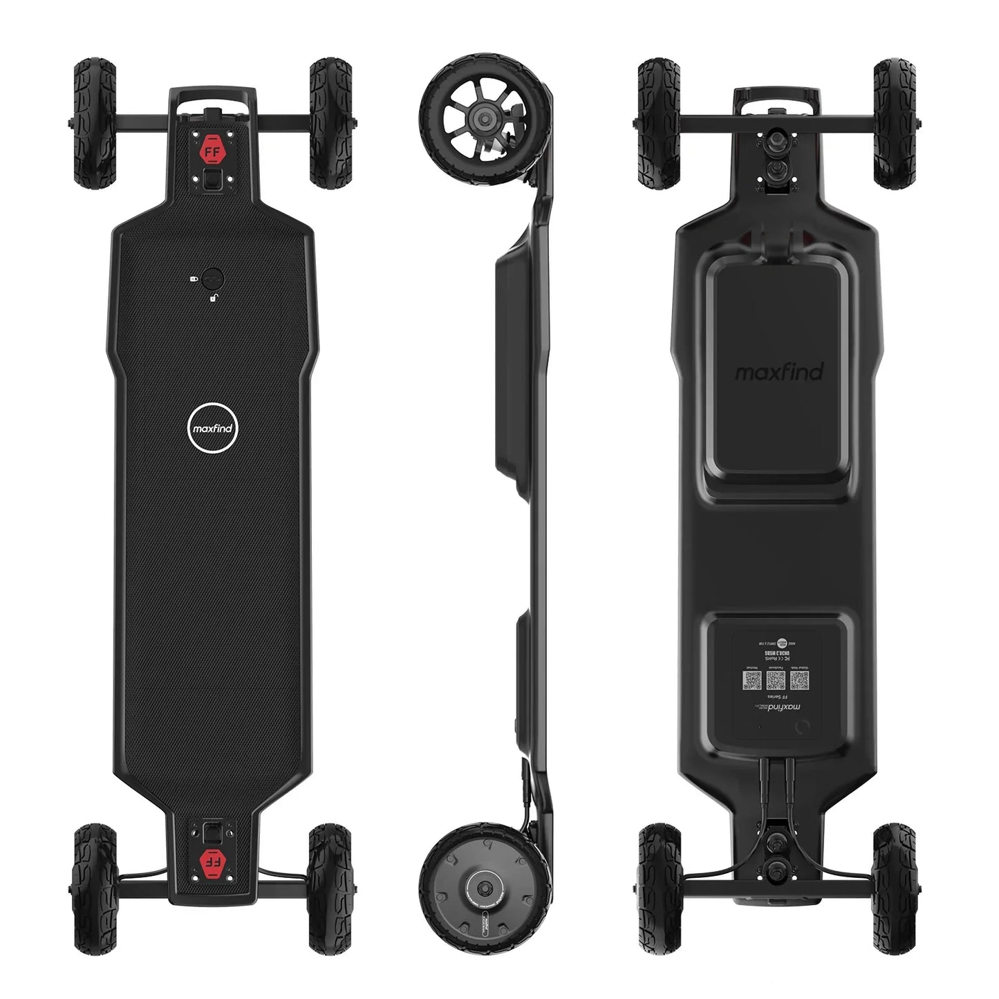 Maxfind FF AT High Speed 165MM Wheels Off Road Electric Skateboard 3000W Power Fast Swappable Battery Design
