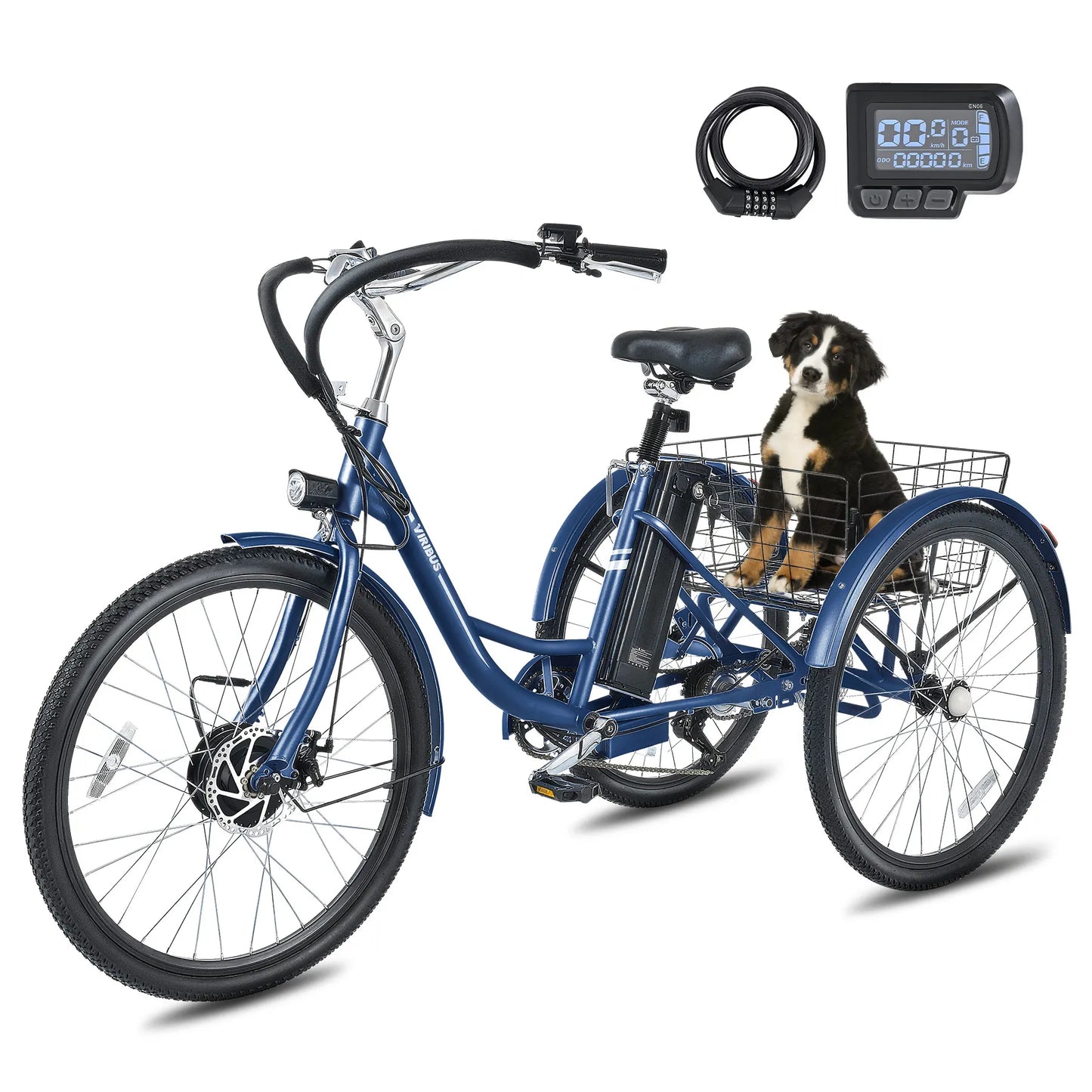 24 Inch 26 Inch Electric Tricycle for Adults 7 Speed Electric Trike with 350W Motor UL Certified 36V 13Ah Battery 3 Wheel Electric Bike