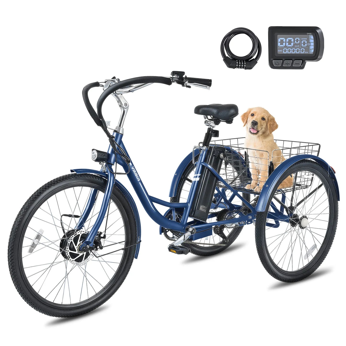 24 Inch 26 Inch Electric Tricycle for Adults 7 Speed Electric Trike with 350W Motor UL Certified 36V 13Ah Battery 3 Wheel Electric Bike