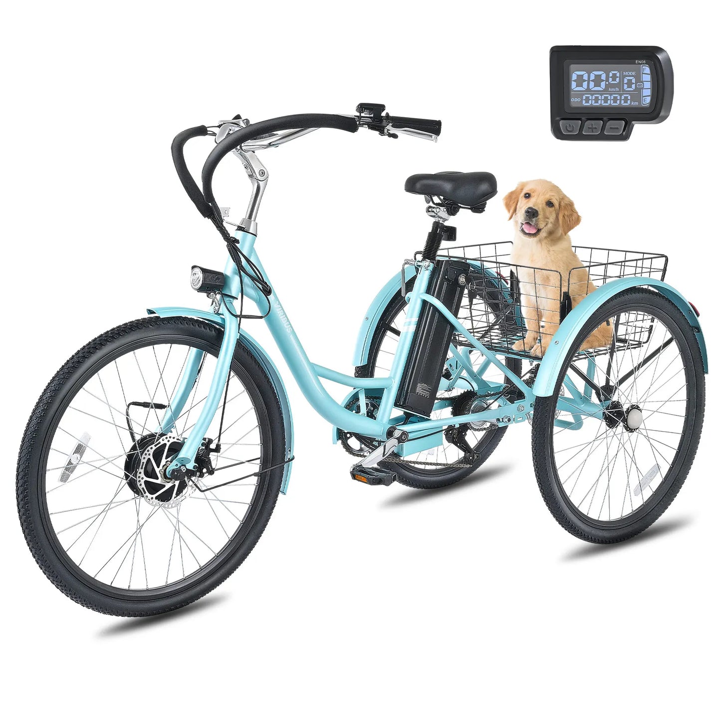 24 Inch 26 Inch Electric Tricycle for Adults 7 Speed Electric Trike with 350W Motor UL Certified 36V 13Ah Battery 3 Wheel Electric Bike