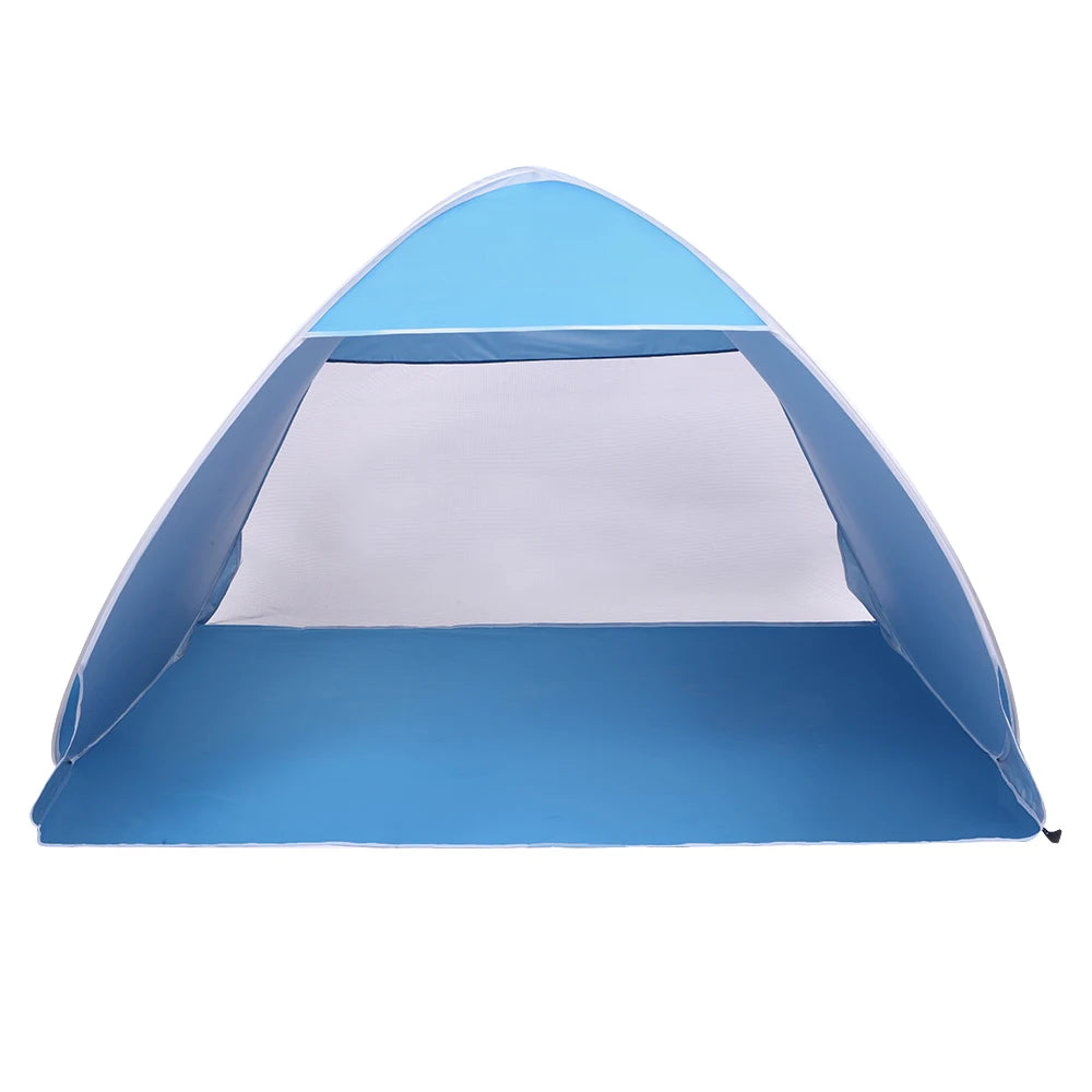2-3 Person Beach Tent Pop Up Sun Shelter Automatic Umbrella Fishing Shelter Blue