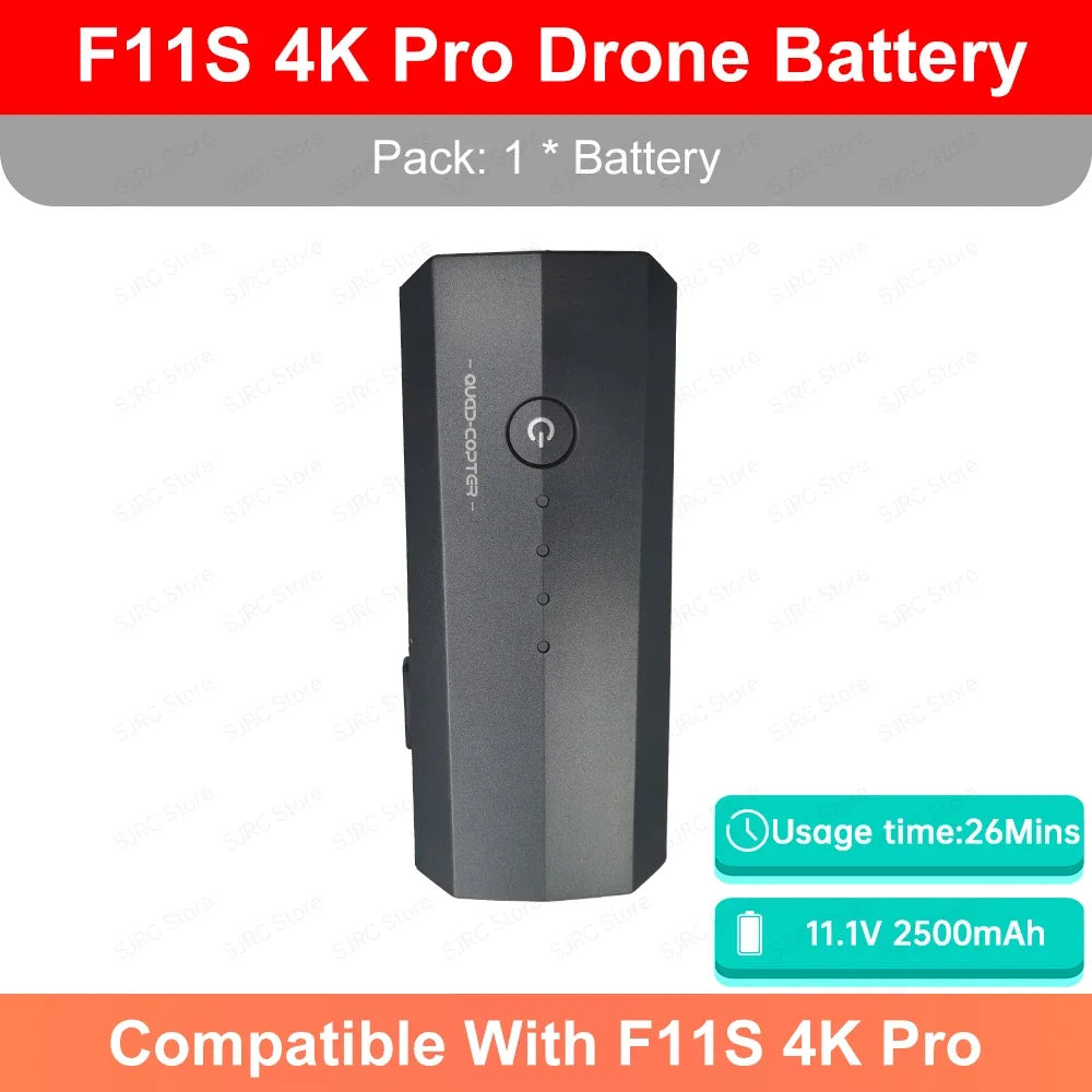 For SJRC F11S 4K Drone Battery 11.1V 2500mAh Li-ion Compatible with SJRC F11 4K Pro