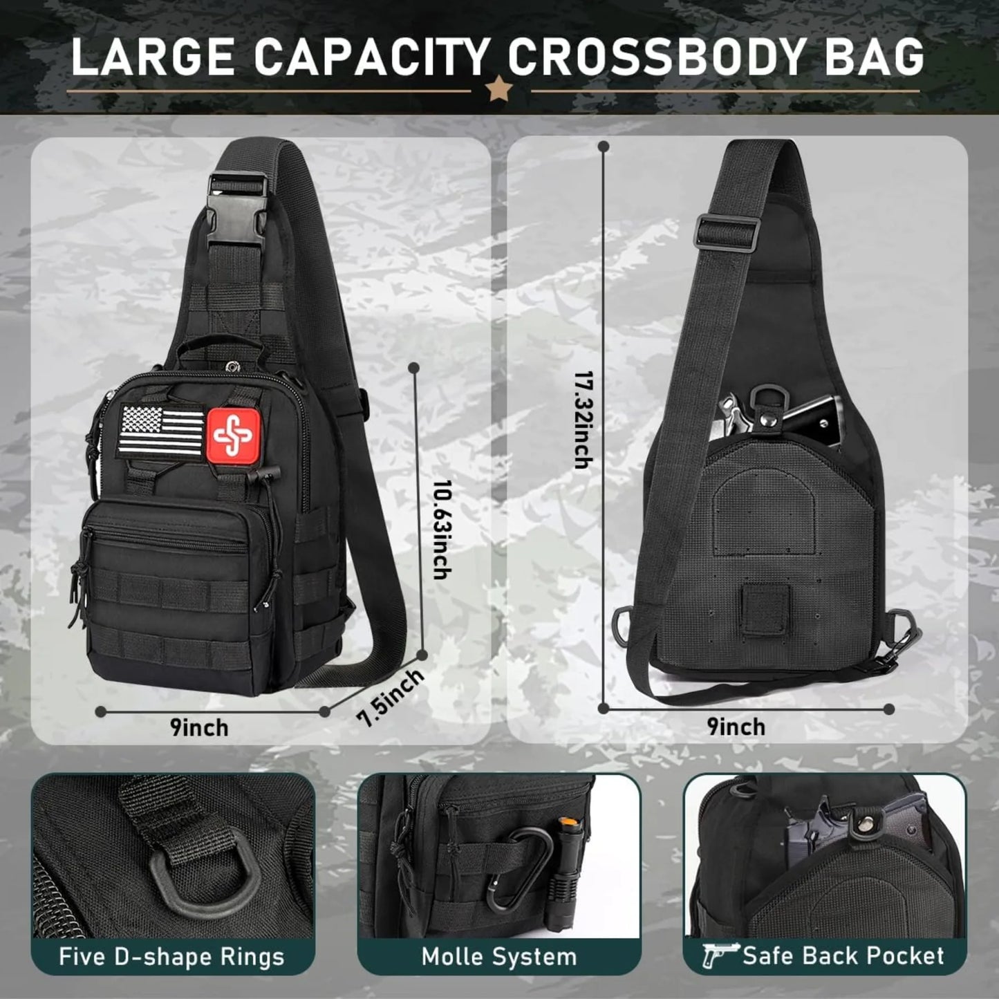 Survival Kit 262 Pieces Survival Equipment and Supplies First Aid Kit and Crossbody Bag