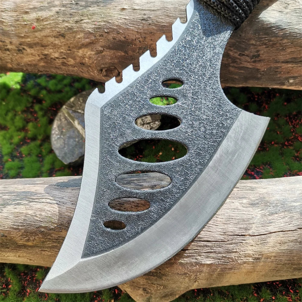Stainless Steel Survival Hunting Tomahawk Axe Lightweight Camping Hand Fire Axe with Paracord Handle and Nylon Sheath