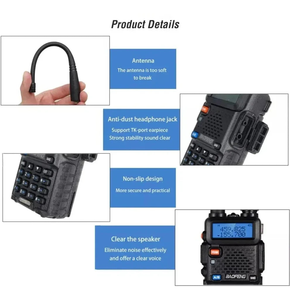 2PCS BAOFENG UV-5R High Power Dual Band Two Way Radio Long Range Handheld Portable Walkie Talkies for Hunting