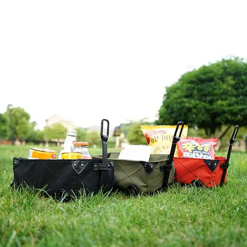 Outdoor Camping Folding Cart Mini Foldable Trolley On Wheels Rolling Storage Cart For Grocery And Tissue Box