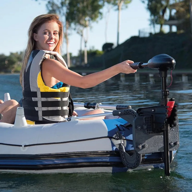 INTEX 68631E Transom Trolling Motor:Easy to Attach,Built-In Battery Meter,Weed Escape Mode,Suitable for Freshwater and Saltwater