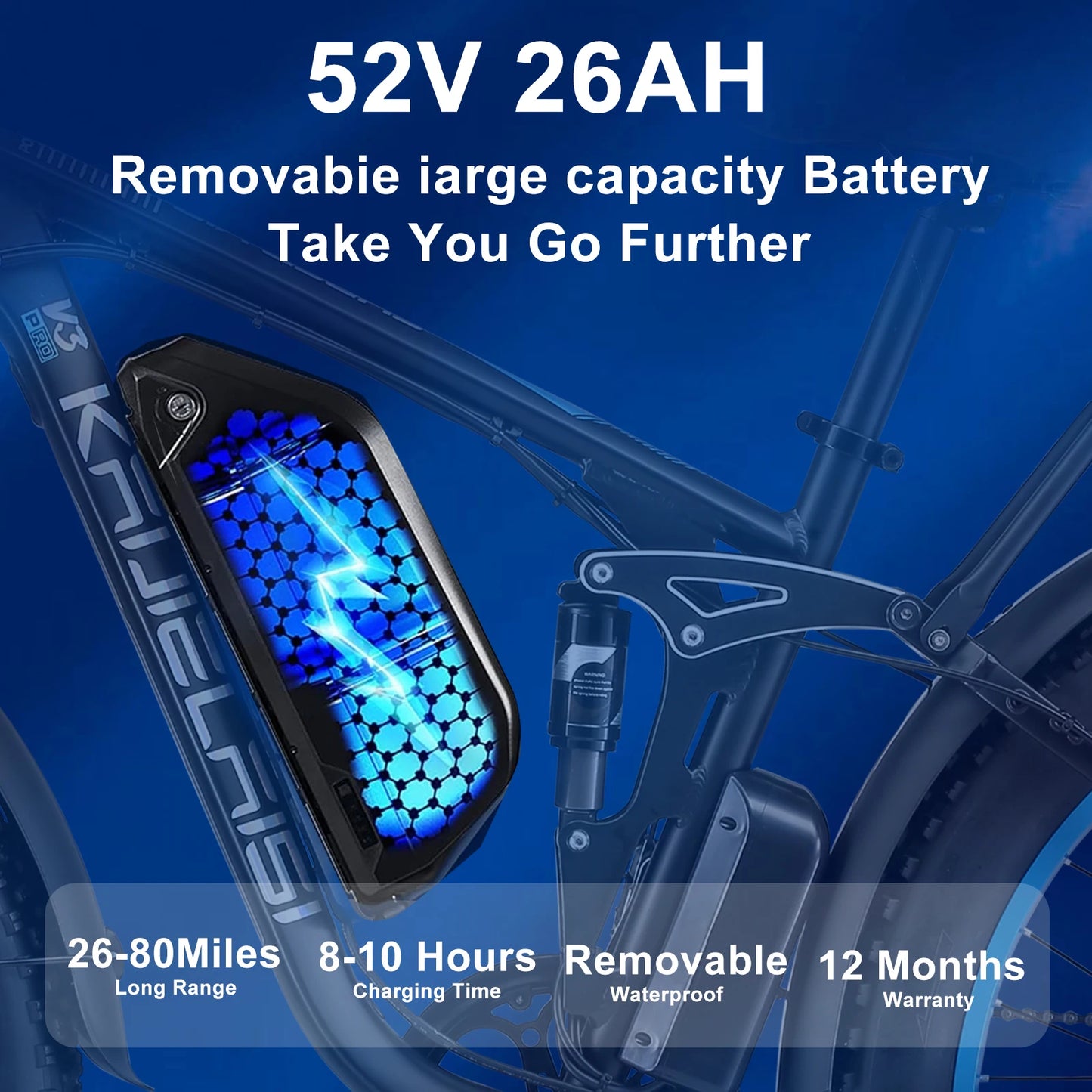 Electric Bike 3000W Dual Motor 52V 26AH Battery Hydraulic Brake Adult Off Road E Bike 24x4.0 Inch Fat Bike Snow Electric Bicycle