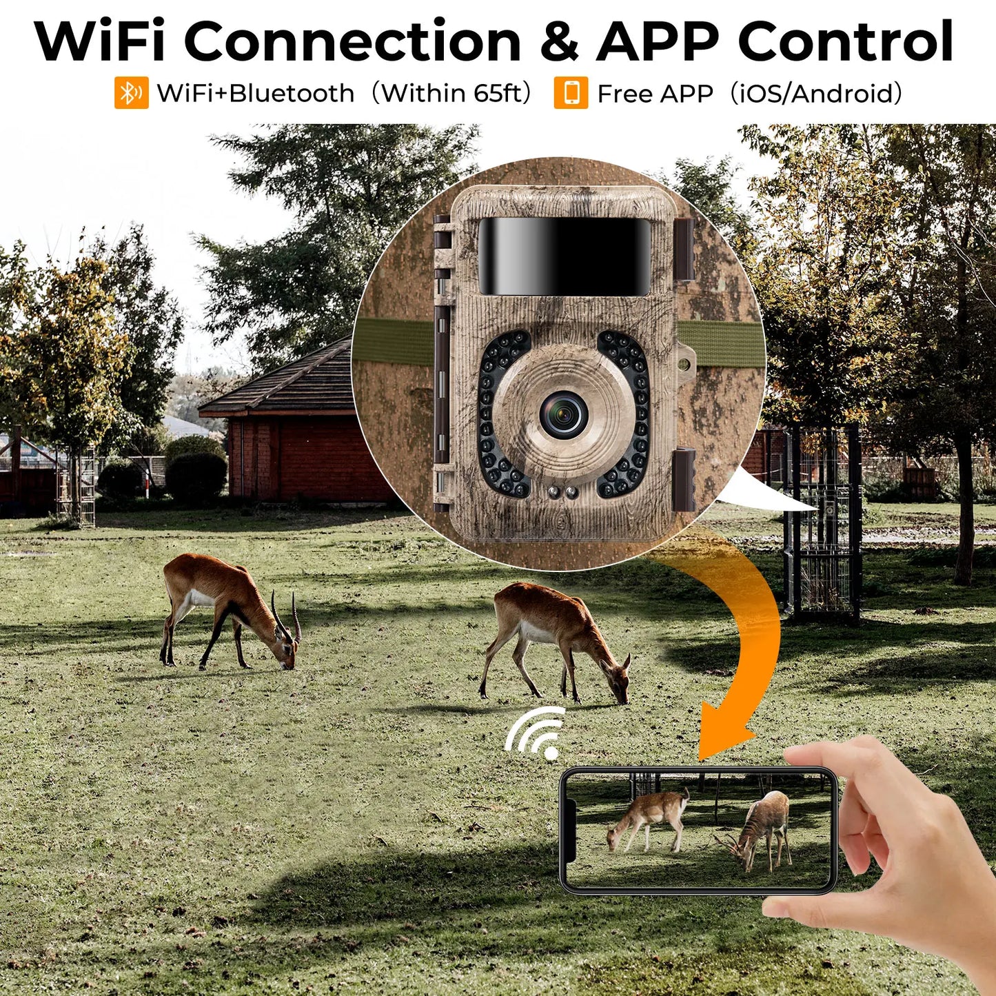 Trail Camera 4K 48MP WiFi Hunting Camera with 0.2s Trigger Time No Glow Infrared LED Night Vision Motion Activated