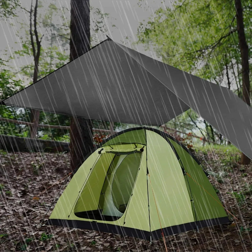3M x 3M Camping Waterproof Awning Tarp Tent Dark Grey Ultralight Sun Shelter Outdoor Tourist Beach UV Coating