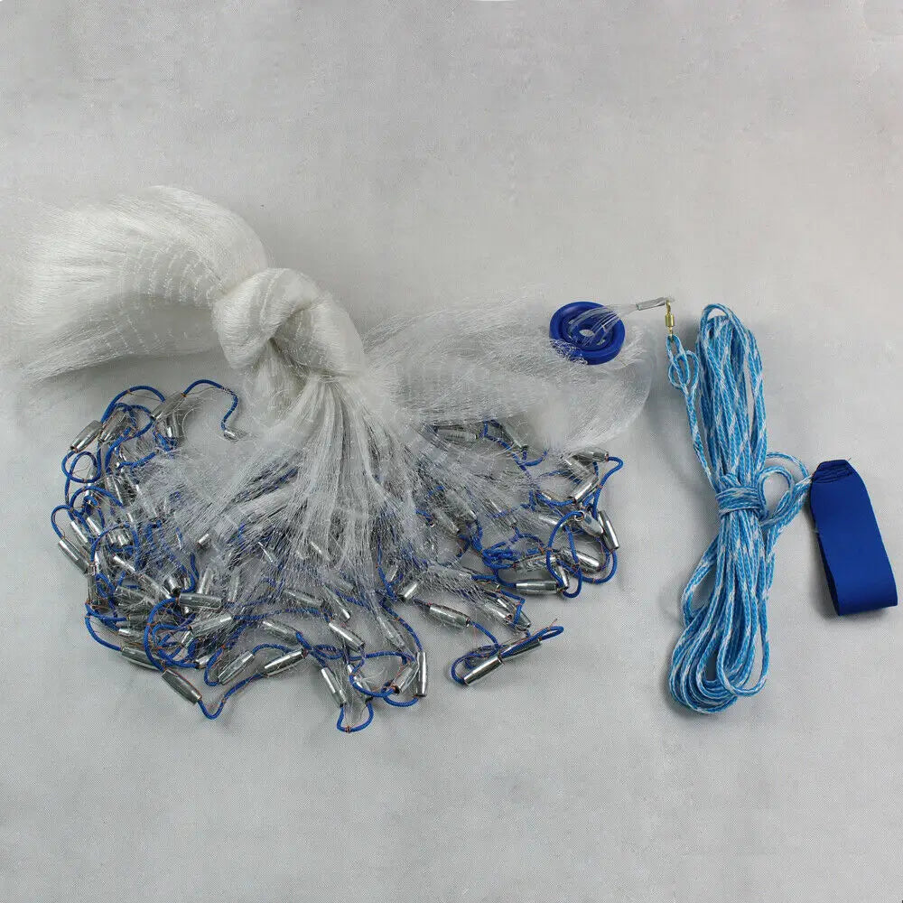 14ft Hand Cast Fishing Net with Diffuser Bait Dense Mesh Netting Hollow Sinker Durable 4.2M Full Spread Mesh