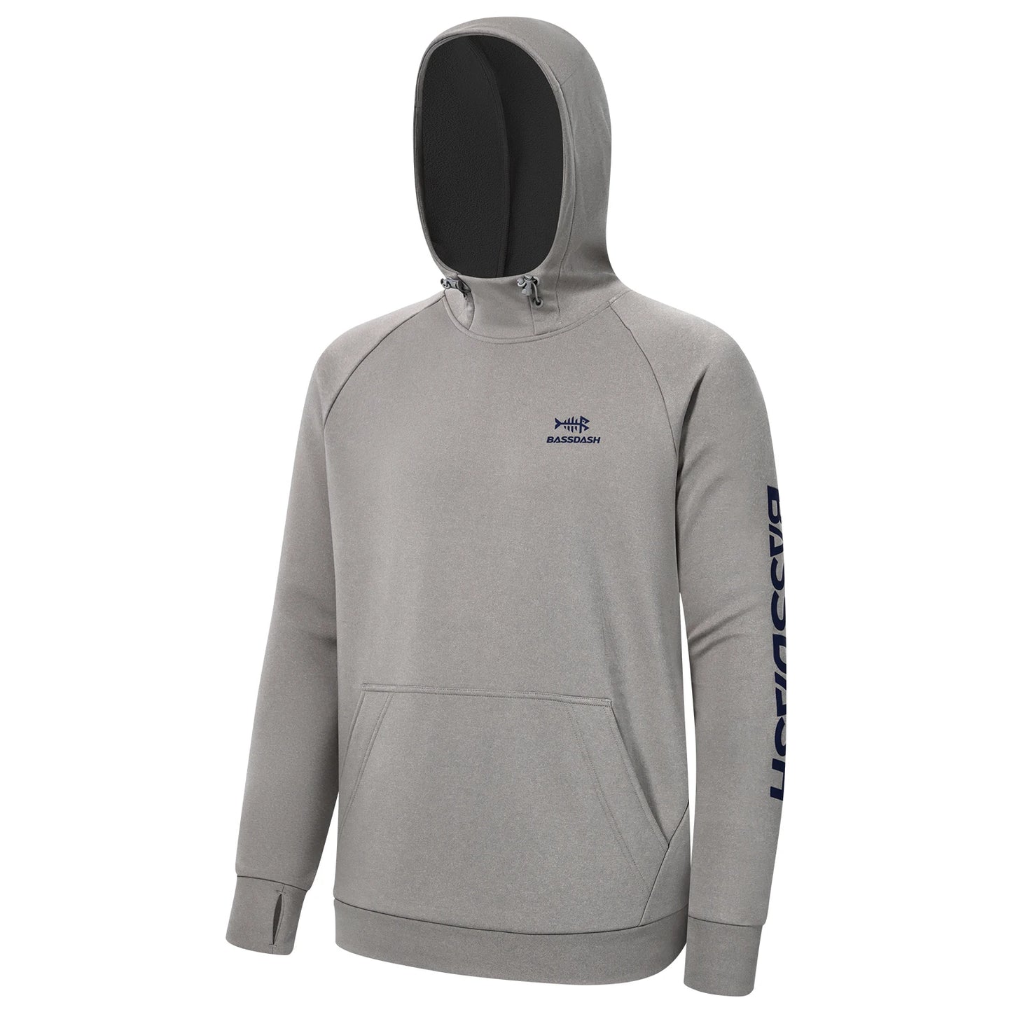 BASSDASH Men’s Fleece Lined Fishing Hoodie Water Resistant Performance Pullover Sweatshirt Stretchy Hunting Workout Sweatshirt