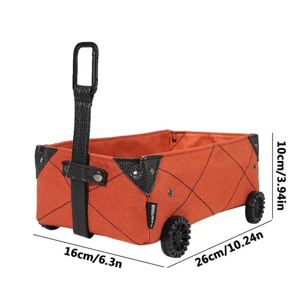 Outdoor Camping Folding Cart Mini Foldable Trolley On Wheels Rolling Storage Cart For Grocery And Tissue Box