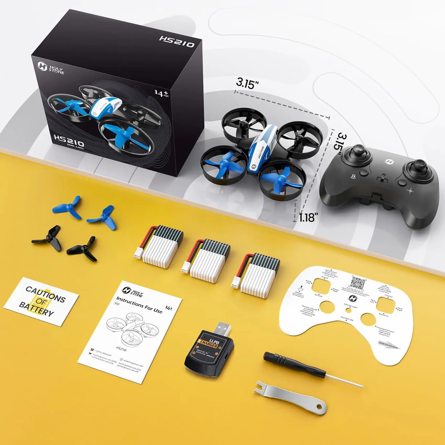 Holy Stone Mini Drone for Kids Beginners RC Nano Quad Indoor Hover 3D Flips Headless 3 Batteries Gift for Boys Girls Blue