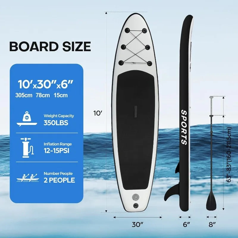 Inflatable Stand Up Paddle Board Ultra Light 10 Feet by 30 Inches by 6 Inches with Premium SUP Accessories Kit Adjustable Paddle and Anti Slip EVA Deck