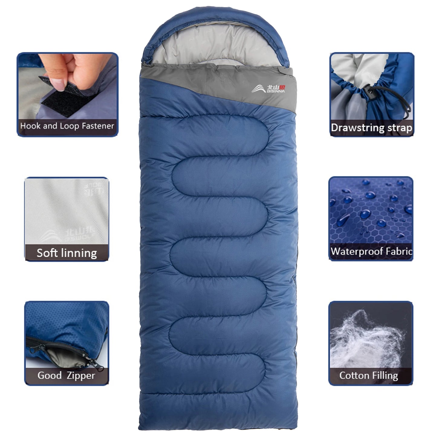 BISINNA Ultralight Waterproof Camping Sleeping Bag Warm Envelope Backpacking for Adults Hiking and Traveling