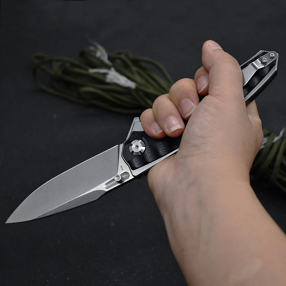 M390 Steel G10 Handle Ball Bearing Flipper Folding Knife Survival Outdoor Self Defense Hiking Pocket Camping Cutter Tool