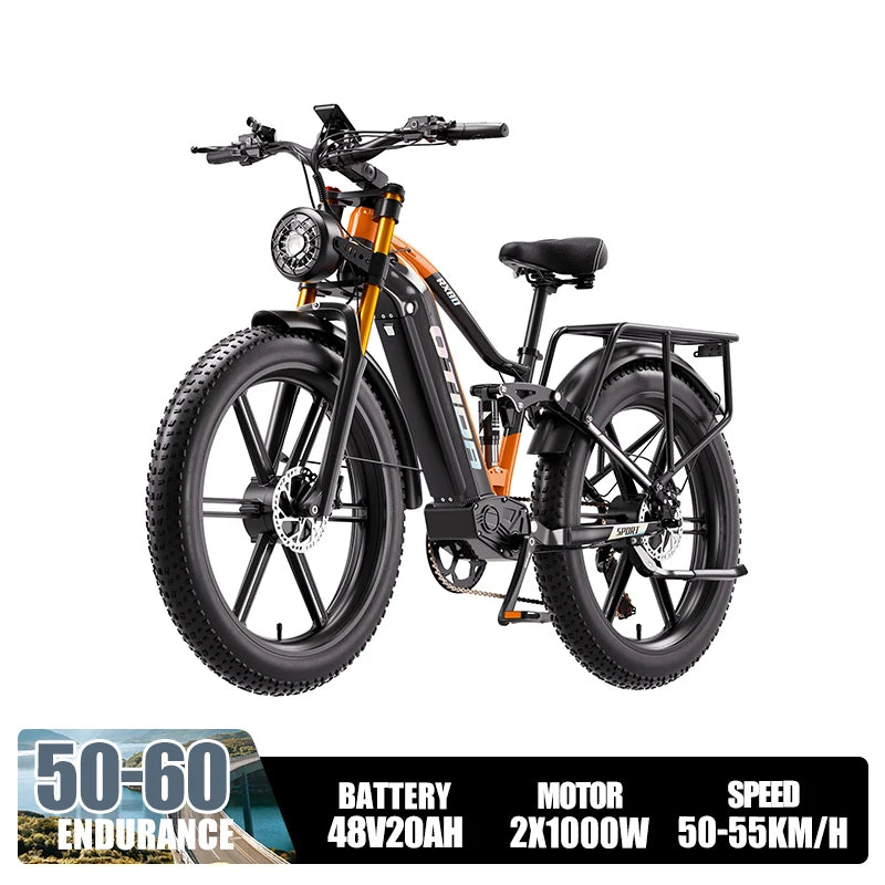 OTIDA OT80 Electric Bike 2000W Dual Motors 48V 20AH Battery Long Range 26 Inch MTB Electric Bicycle for Adults Off Road Ebike