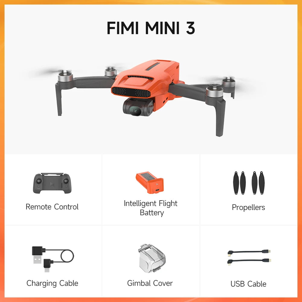 FIMI Mini 3 Drone 4K Super Night Video 9km 3 Axis Gimbal 249g Ultralight Design CE C0