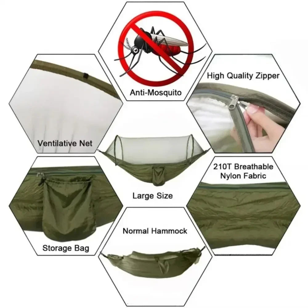 Camping Hammock with Mosquito Net and Sleeping Tent Lightweight Portable Outdoor Furniture for Garden