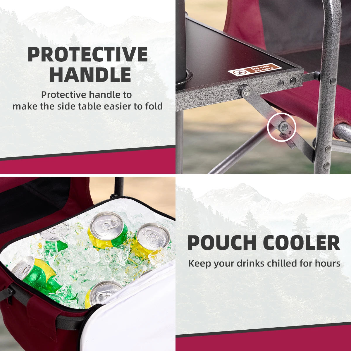 Tisetrail Director Camping Chair with Cooler Bag and Foldable Side Tray Outdoor Lawn Chair