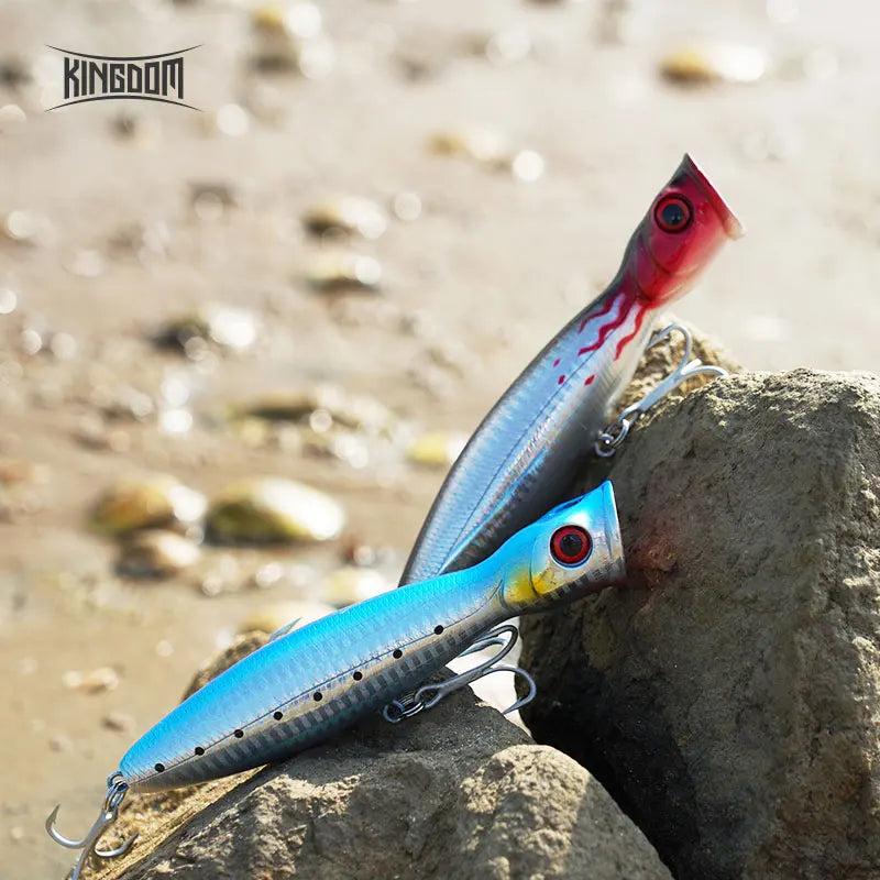 Kingdom Fishing Lures 3/5 Pcs TopWater Popper Professional Hard Artificial Baits 8cm 10cm 13cm Floating Wobblers Fishing Baits