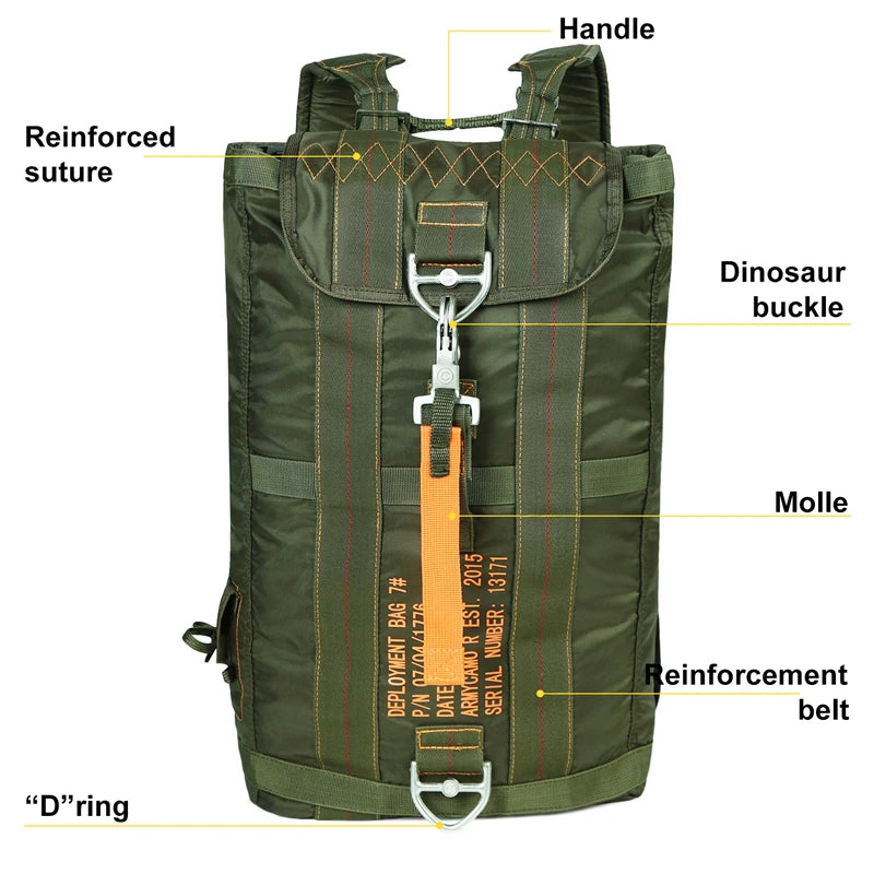 Durable All Purpose Backpack Lightweight Carryall Parachute Bag For Outdoor Hunting Hiking School Travel