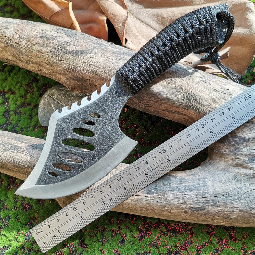 Stainless Steel Survival Hunting Tomahawk Axe Lightweight Camping Hand Fire Axe with Paracord Handle and Nylon Sheath