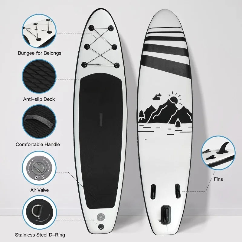 Inflatable Stand Up Paddle Board Ultra Light 10 Feet by 30 Inches by 6 Inches with Premium SUP Accessories Kit Adjustable Paddle and Anti Slip EVA Deck