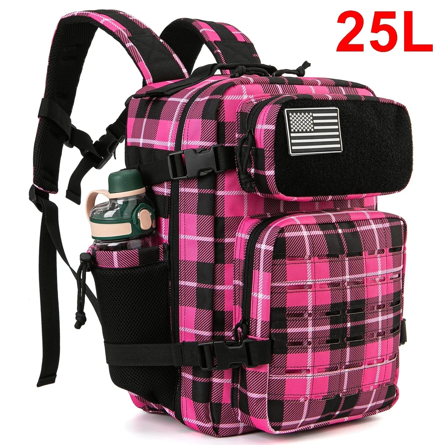 25L Gym Tactical Backpack for Men Survival Laser Cut Molle Daypack Small Bug Out Bag Hunting Rucksack with Dual Cup Holders