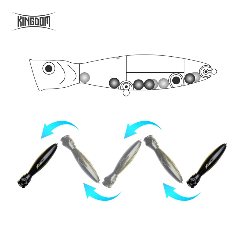 Kingdom Fishing Lures 3/5 Pcs TopWater Popper Professional Hard Artificial Baits 8cm 10cm 13cm Floating Wobblers Fishing Baits