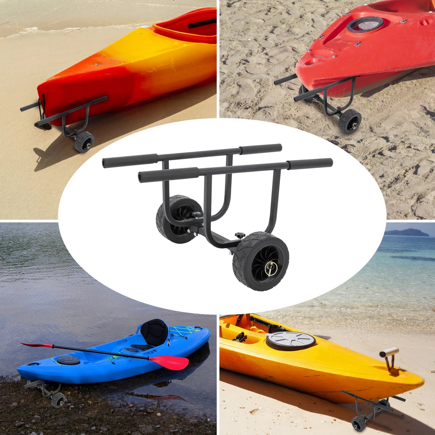 220.46 Pounds Stainless Steel Boat Dolly Cart Transport Carrier for Small Boats Up to 16.54 Inches Wide Fishing Boats and Kayaks