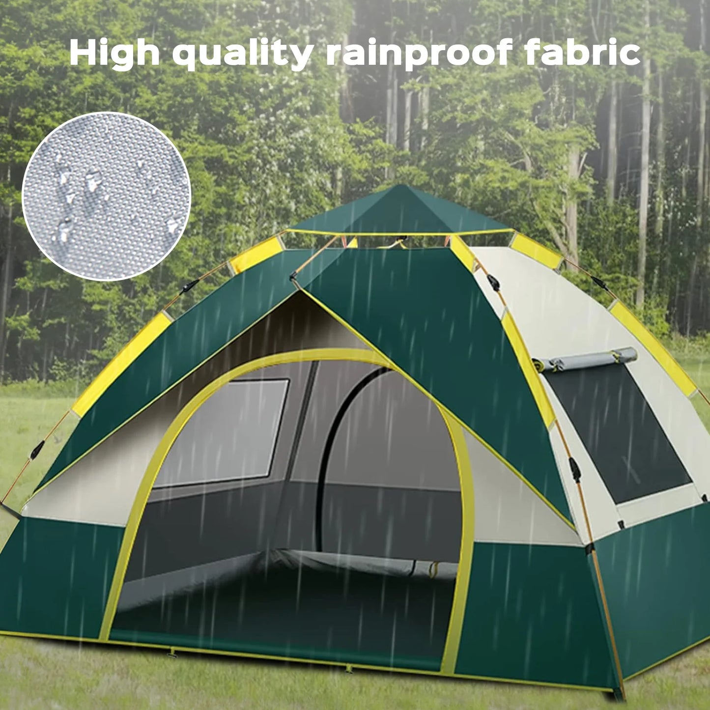 Lovewe Quick Opening Waterproof Camping Tent Lightweight Dual Doors Easy Setup 2 Person Capacity