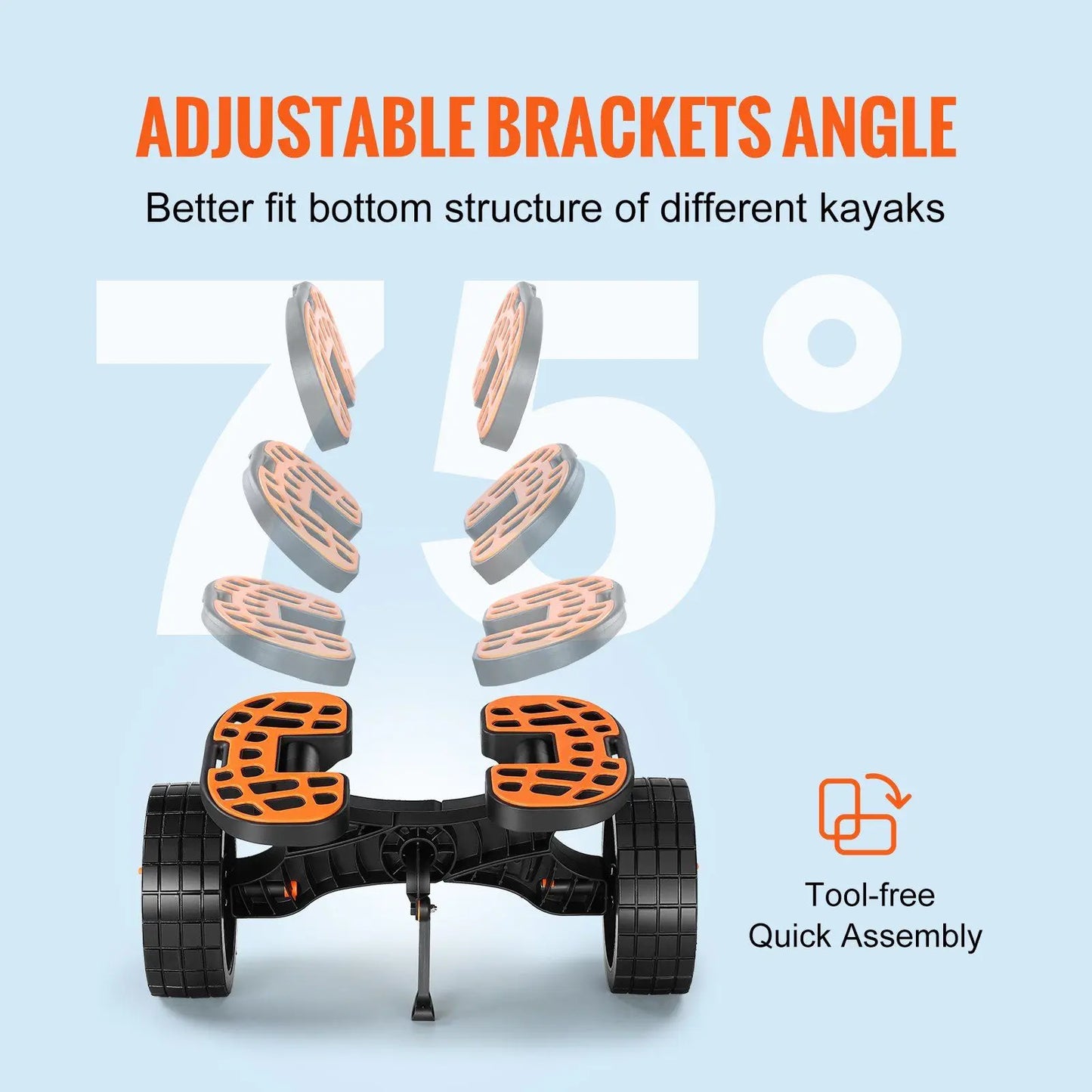 Heavy Duty Kayak Cart with 320 Pound Capacity 10 Inch Solid Tires Adjustable Brackets Non Slip Foot Fits Kayaks Canoes Paddleboards and More