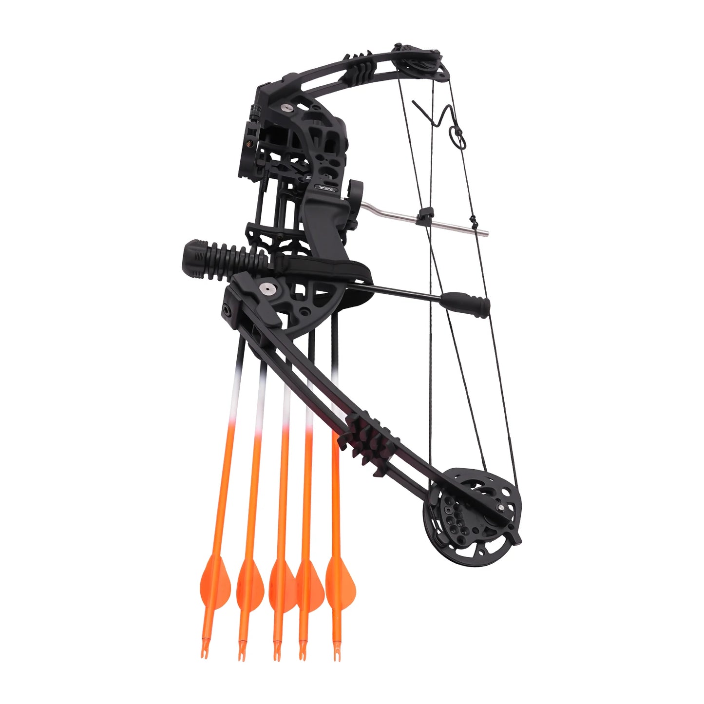 Durable Compound Bow Set 30-60 Lbs Adjustable Draw 5-Pin Sight 12 Arrows Target Paper for Hunting and Practice