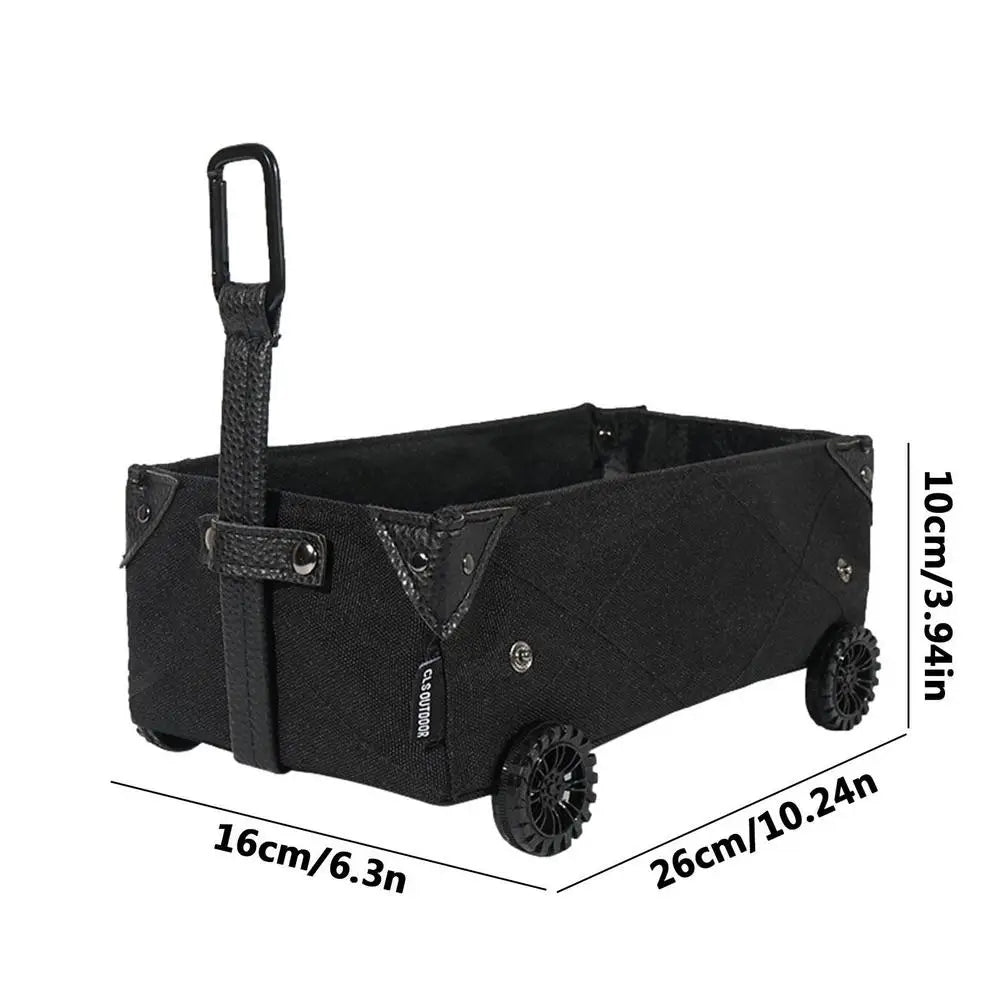 Outdoor Camping Folding Cart Mini Foldable Trolley On Wheels Rolling Storage Cart For Grocery And Tissue Box