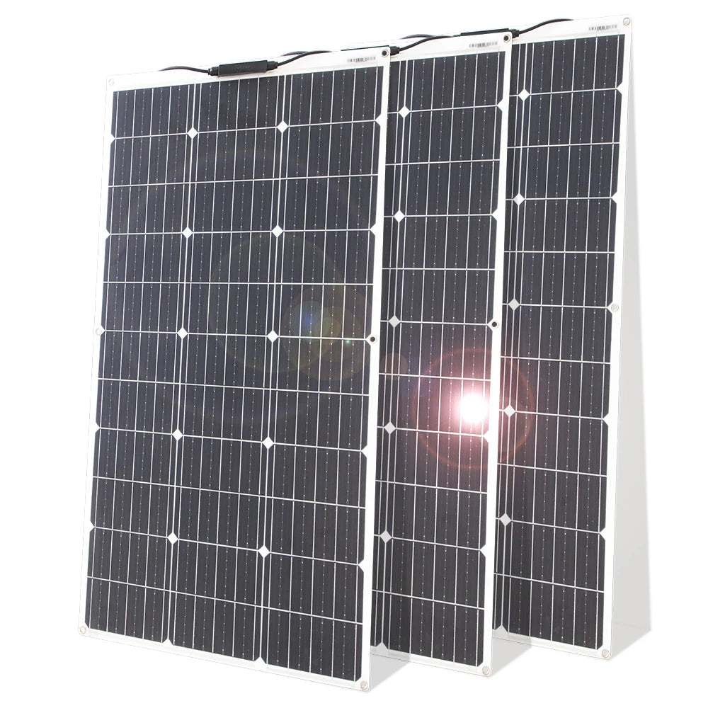 12V Flexible Solar Panel Kit 100W 200W Monocrystalline Waterproof Solar Charge Controller for RV Camping Outdoor