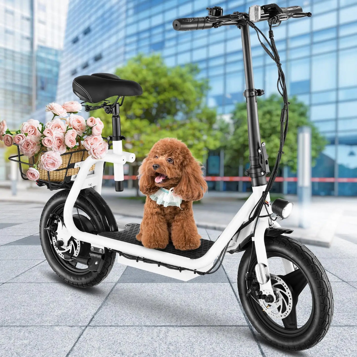 Peak 819W Electric Scooter with 500W Motor and Seat 14 Inch Tire 30 Miles Range 20MPH Max Speed E Scooter for Adults 300 LBS
