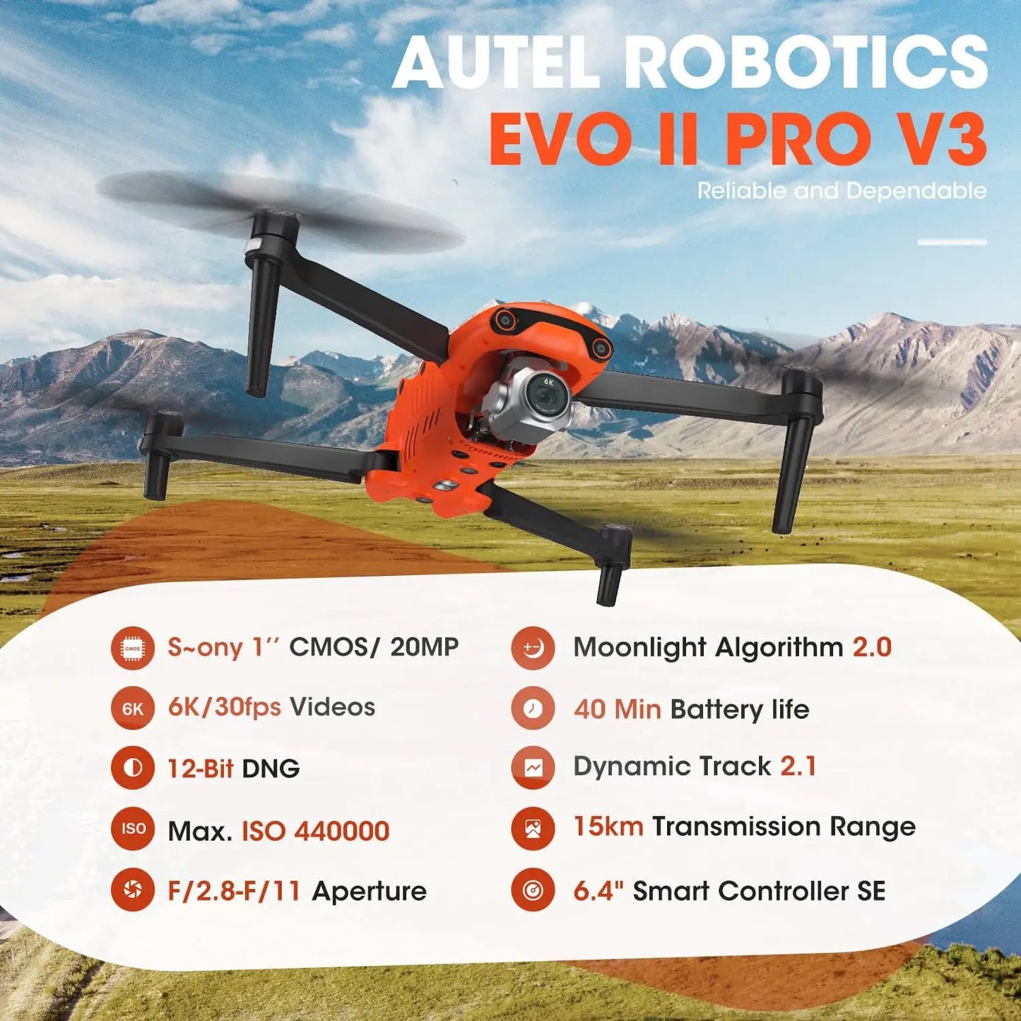 Autel Robotics EVO II Pro V3 Camera Drone 6K Professional HD Camera 10 KM Image Transmission 720 Degree Obstacle Avoidance UAV Drone