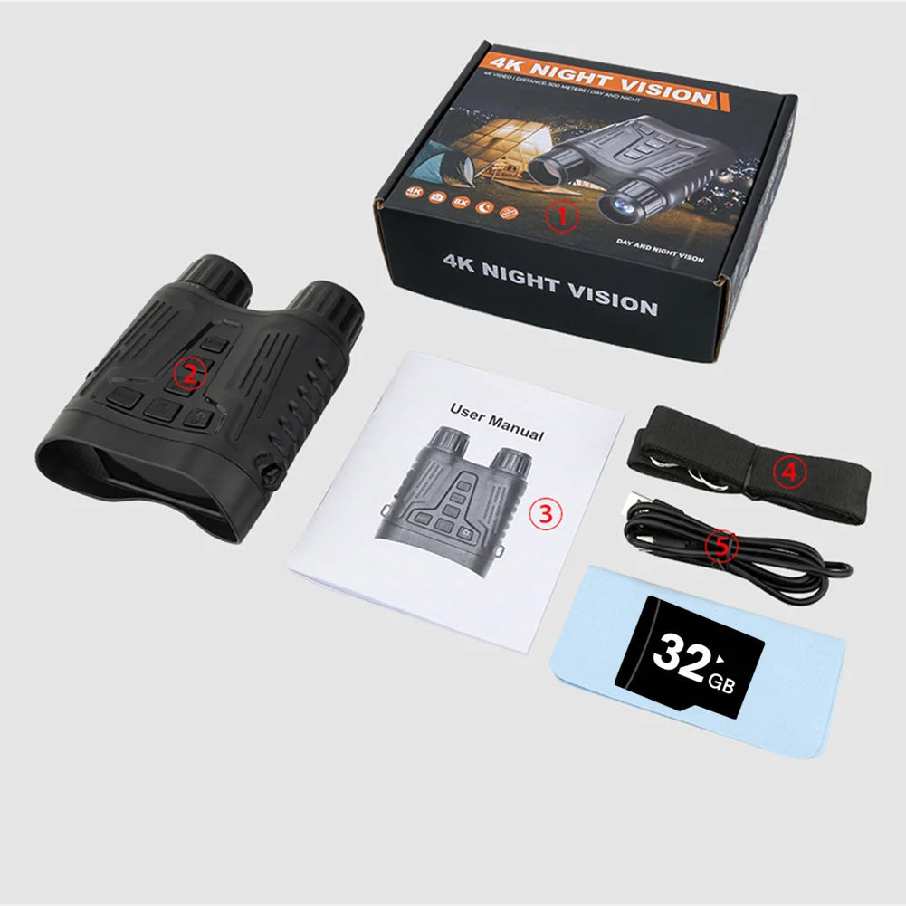 4K Digital Night Vision Goggles Binoculars Rechargeable Night Vision Goggles With 3.2 Inch Large Screen 8X Digital Zoom For Hunting