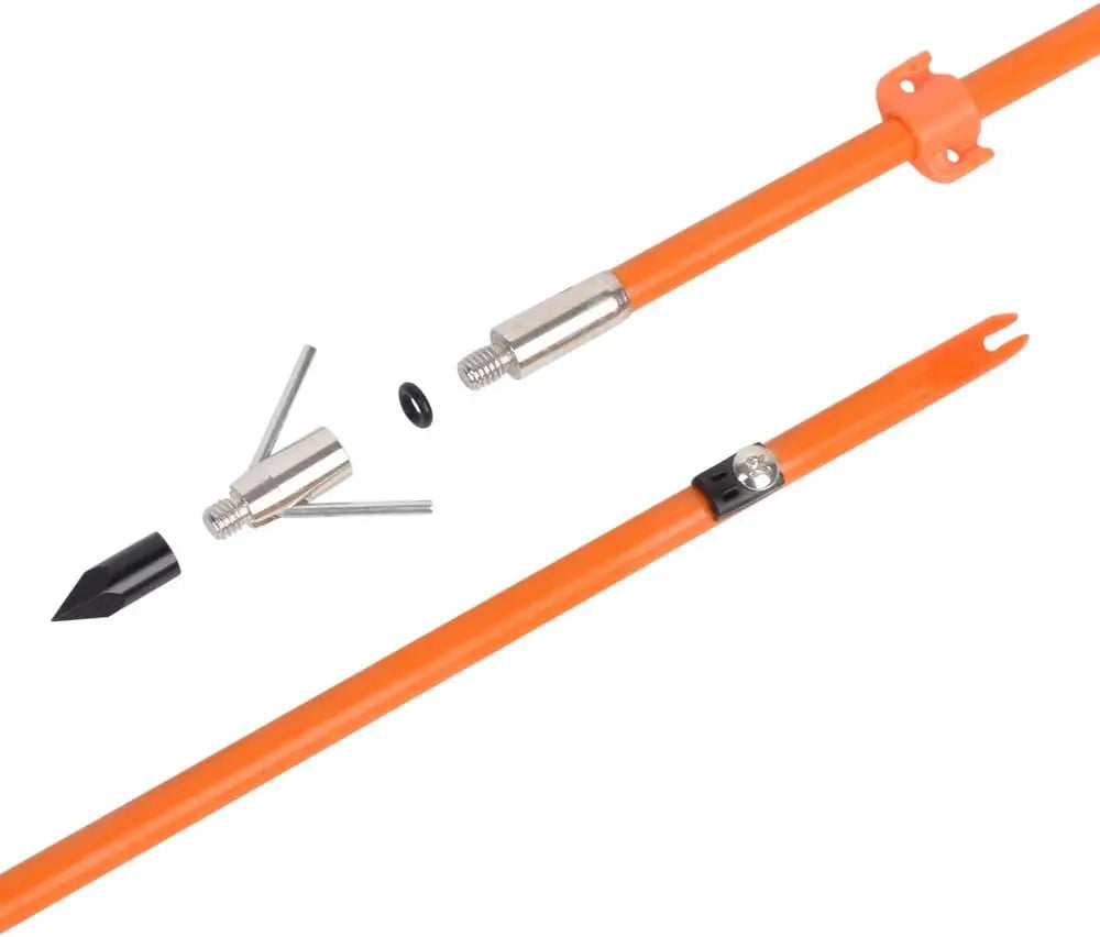 Elong Bow Fishing 32 Inch Hunting Arrows Fiberglass Arrows with Safety Slides and Broadheads