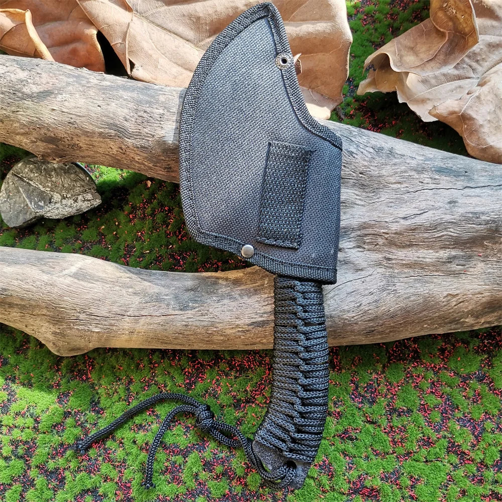 Stainless Steel Survival Hunting Tomahawk Axe Lightweight Camping Hand Fire Axe with Paracord Handle and Nylon Sheath