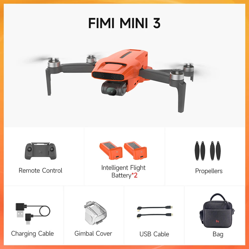 FIMI Mini 3 Drone 4K Super Night Video 9km 3 Axis Gimbal 249g Ultralight Design CE C0