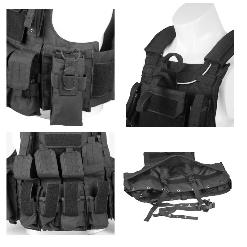 LQARMY Men Tactical Vest 1000D Quick Release Plate Carrier Chest Rig Combat Armor Outdoor Hunting CS Training Airsoft Vest