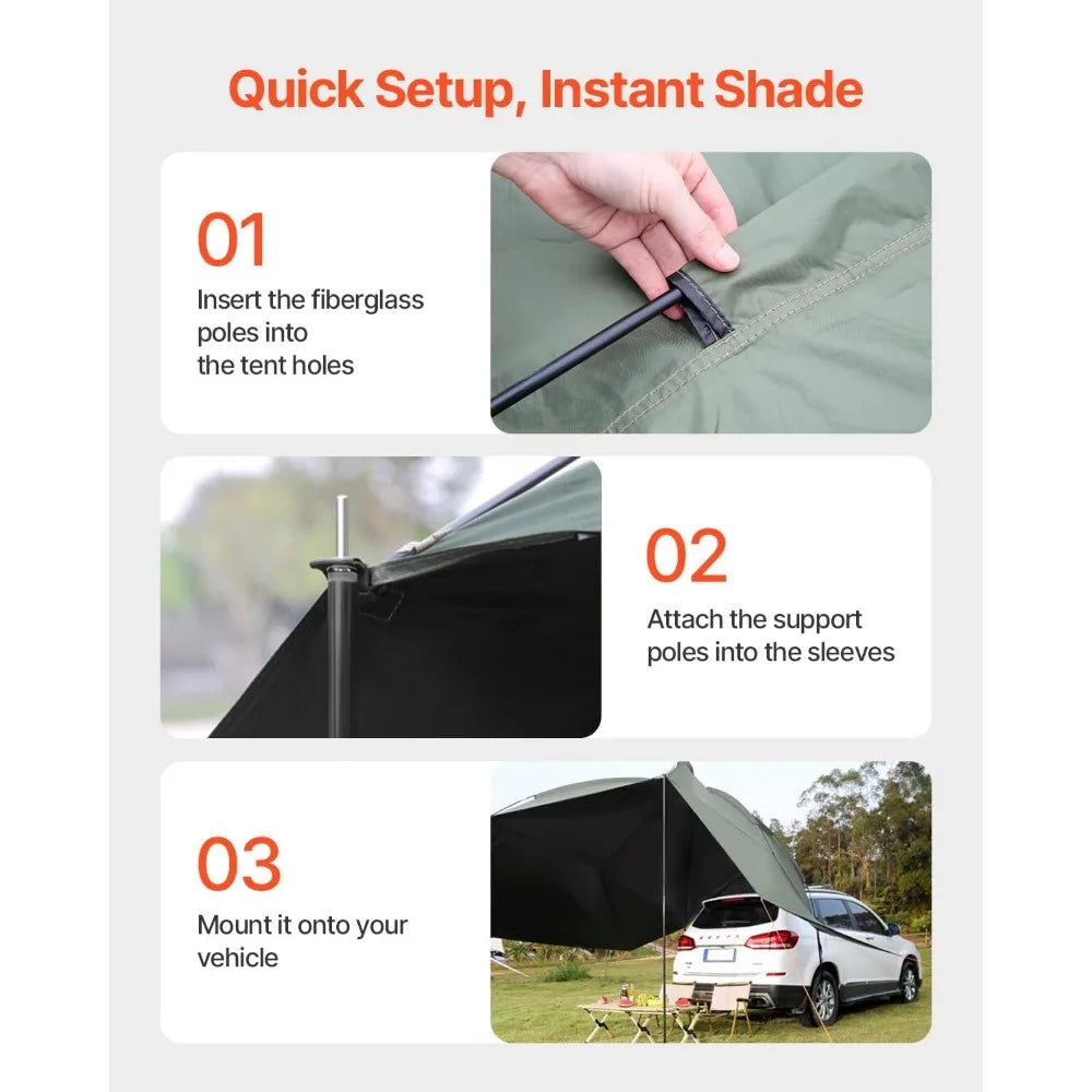 Versatility Camping Tent Moonshade Awning Auto Canopy with UV50 Protection and PU3000mm Water Resistance