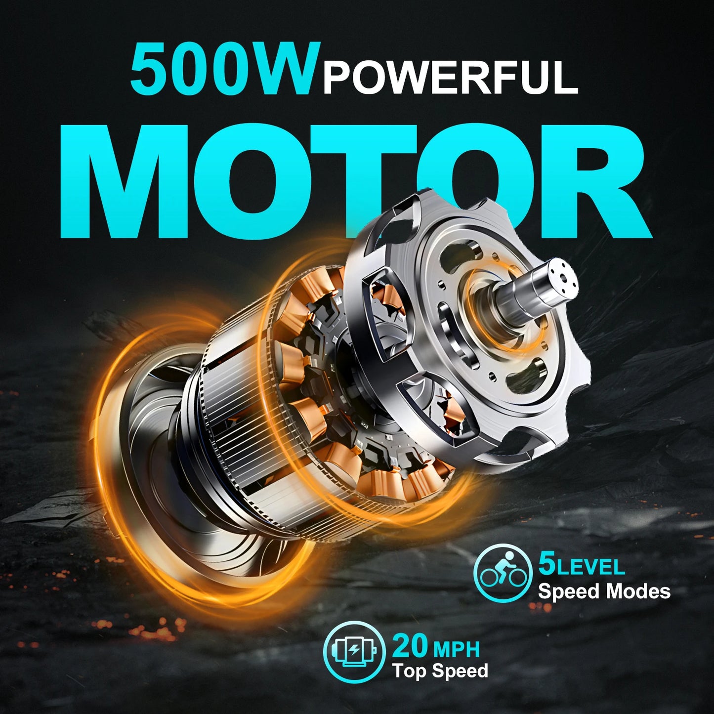 500W Adult Folding Electric Bicycle with 20 Inch Tires 48V 7.8Ah Max Speed 30-50Km/h 43 Miles Range Mini City Rider
