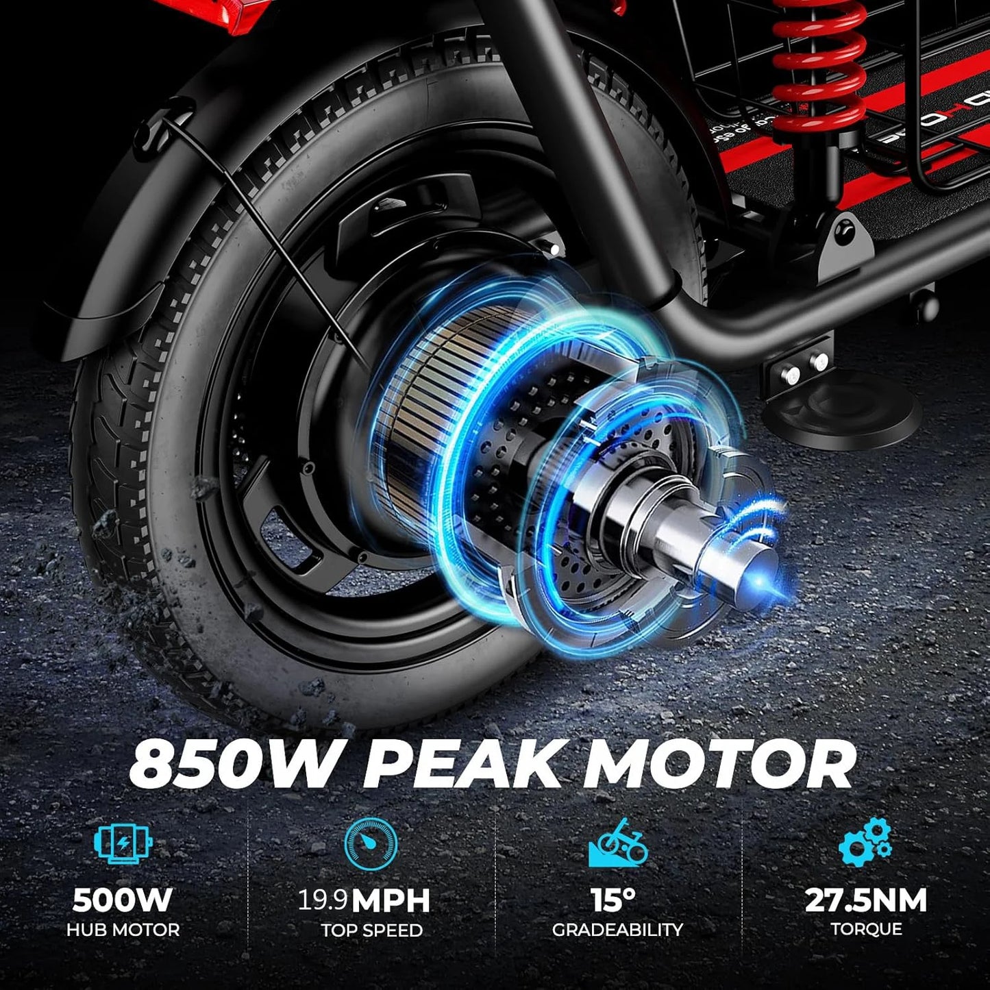 850W Peak Adult Electric Scooter with 25 Miles Range 20 MPH Dual Brakes Dual Suspension 14 Inch Tires and Seat Basket