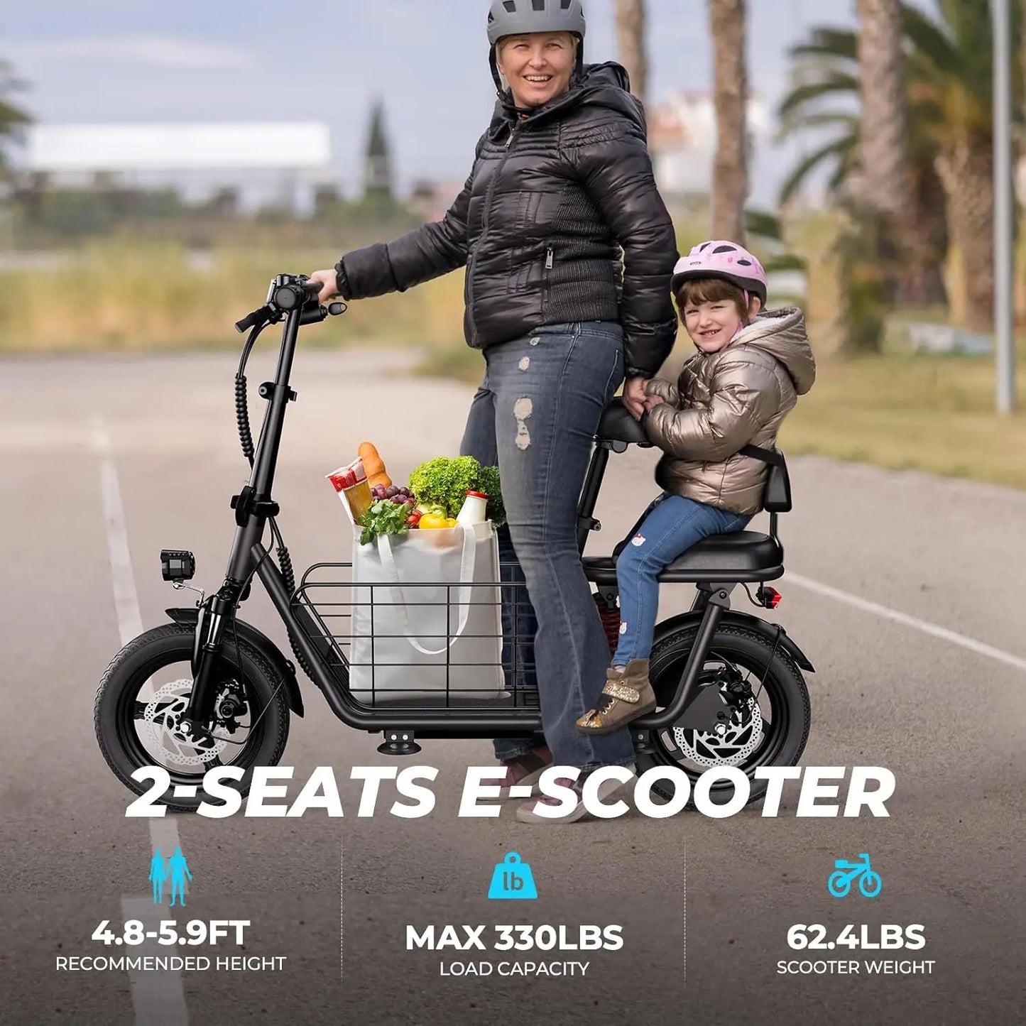 850W Peak Adult Electric Scooter with 25 Miles Range 20 MPH Dual Brakes Dual Suspension 14 Inch Tires and Seat Basket