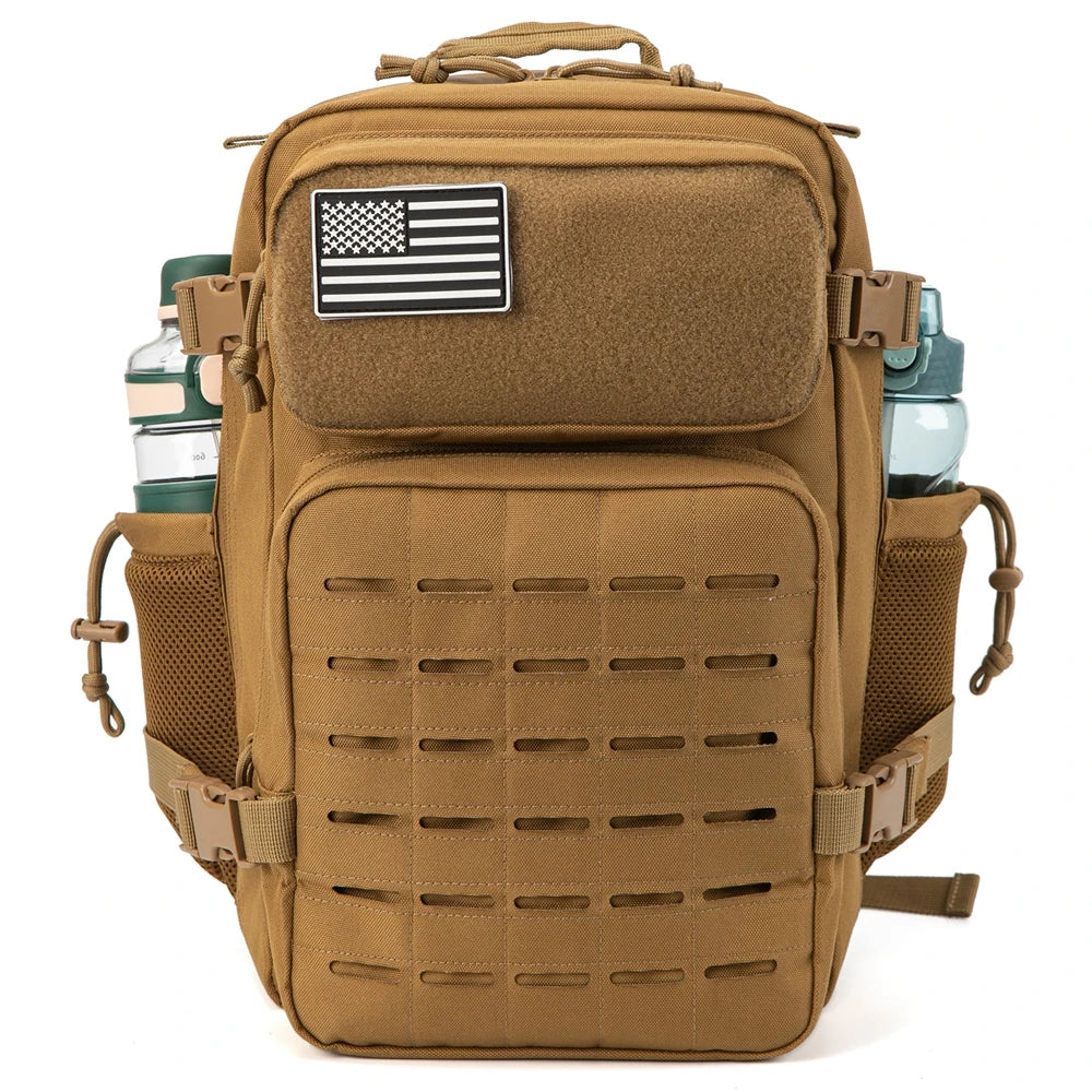 25L Gym Tactical Backpack for Men Survival Laser Cut Molle Daypack Small Bug Out Bag Hunting Rucksack with Dual Cup Holders